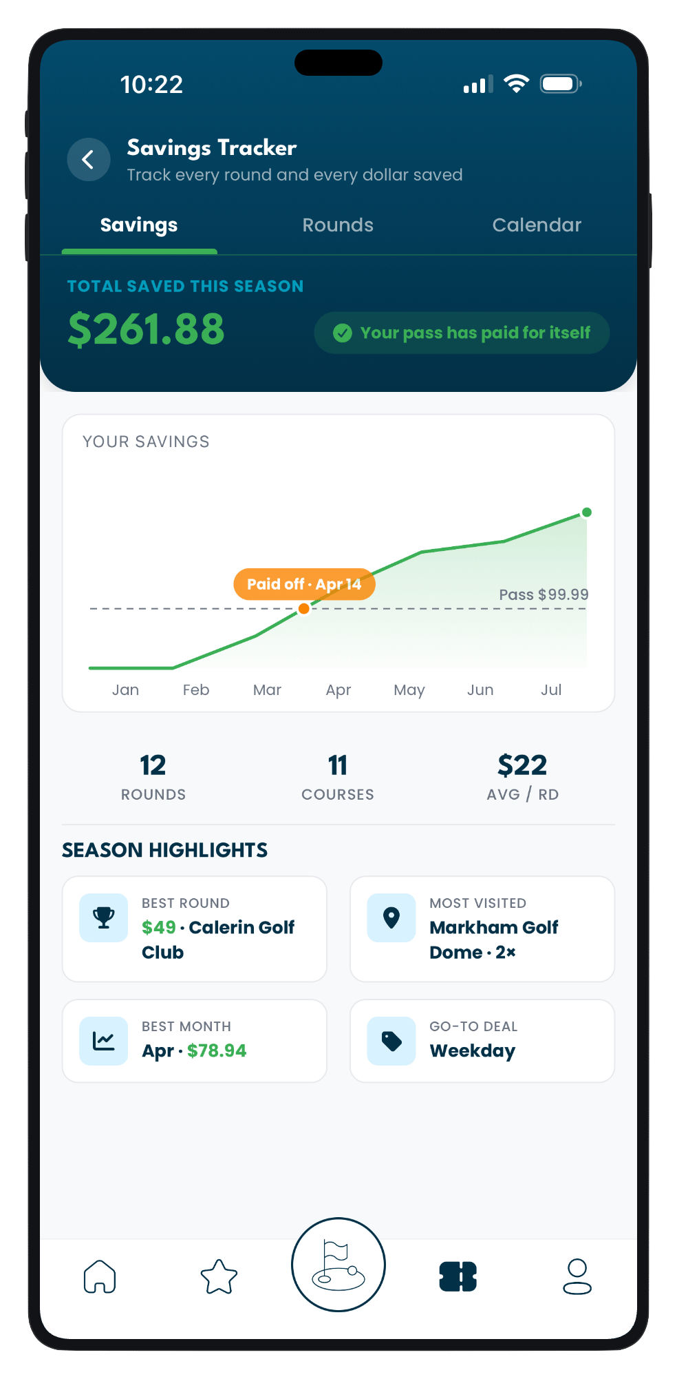 In-app Savings Tracker